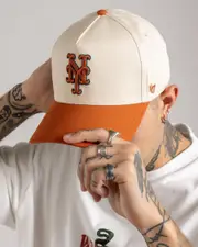 [Forty Seven] Forty Seven Men's New York Mets '47 Mvp Dt Snapback Cap in Natural/Clay One Size Natural/Clay