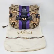 New Gucci 2004 Ford Horsebit Mini Bag Purple Satin Stripe w Dustbag