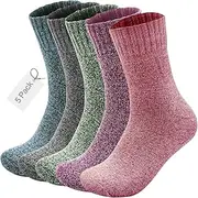 5 Pairs Wool Socks for Men Women,H HOME-MART Ladies thermal Winter socks Nordic Socks,Thick Knitting Warm & comfy Wool Crew Cotton Vintage Knit Thermal Gifts