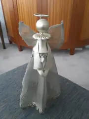 Studio 56 Mesh Silver Gray Angel Tree Topper