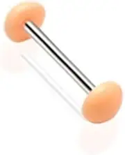 [Paula & Fritz] Acrylic Half Ball Surgical Steel Tongue Piercing 16mm Bar Length 1.6mm Bar Thickness Transparent Pink Cream Set Barbell Stainless Steel
