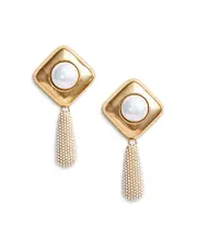 Self-Portrait Imitation Pearl Drop Earrings in 18K Gold Plated