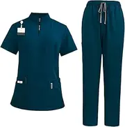 [Fiocias] Scrub Uniform Set Workwear Suit for SPA Cosmetology Beauty Center