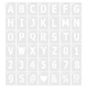 1 Inch Letter Number Stencils Alphabet Templates Set with Ring 1.5"W White 42pcs