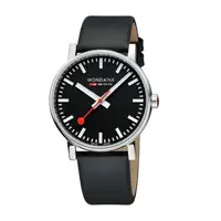 在飛比找森森購物網優惠-MONDAINE 瑞士國鐵 evo2 時光走廊腕錶 黑面皮錶