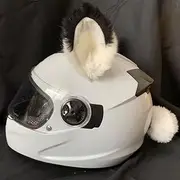 Motorcycle Helmet Decoration, Pack of 2 Motorcycle Helmet Ears + Tail Decoration, Cute Plush Cat Ears, Motorcycle Helmet, Decorative Sticker, Plush Cat Ear Helmet Ears for Role, Motorcycle Helmet, Ski