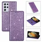 Glitter Flip Card Case For Samsung A31 S21 S21+ Ultra S21FE Magnetic Stand Cover