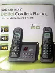 DUAL Emerson Digital Cordless Phone Dect 6.0 with Answering System Caller ID NEW