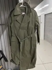 Vintage US Army Green 80’s 90’s Era Rain Trench Coat Military Jacket Sz 38 NEW