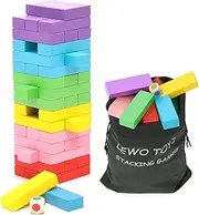 Lewo Wooden Stacking Board Games Building Blocks for Kids - 48 Pieces
