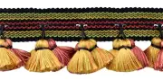 Gimp with Full Cascading Tassel Fringe Trim, Color# AR06 [Sold By The Yard]