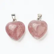Strawberry Quartz Heart Pendant - Amplifies Intentions, Insight, Love and Understanding - Healing Crystal - Gift Idea