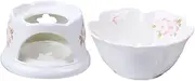Hoement 1set Chocolate Compatible Ceramic Fondue Pot Easy to Use Melting Stove