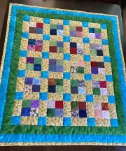 Dragonfly Patchwork Scrap Quilt handmade lap or crib size 33" X 39" cotton CQ-06