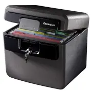 Black Fireproof and Waterproof Safe File Folder and Document Box with Key Loc...