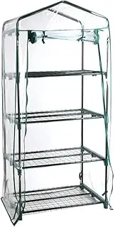 [GREEN FINGERS] Mini Greenhouse, 4-Tier Frame Tunnel Green House Garden Shed Tent Gardening Supplies Plant Stand Storage, 70 x 50 x 160cm with PE Cover, Roll-up Zipper Doors, Plants Shelves