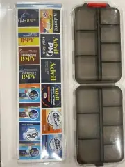 Pill Organizer Medicine Labels Travel Daily Pill Container Gray Purse Organizer