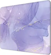Niniubye Mouse Pad, 30% Thicker Minimalism Marble Style Computer Pad, Anti-Slip Rubber Mouse Mat with Stitched Edges for Gaming, Office, Laptop, PC, Women, 8" x 10" Thick 5 mm, Purple Marble