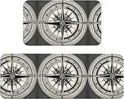 Law of The Compass Navigation 1 Print Kitchen Floor Mat 2 Sets Non-Slip Rugs for Kitchen Laundry Office and Home Decor