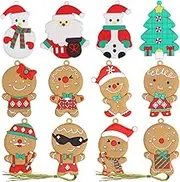 Bigqin 12pcs Christmas Tree Decorations Gingerbread Man Ornaments for Christmas Tree Christmas Decorations Santa Claus Snowman Hanging Ornaments Xmas Cute Decor