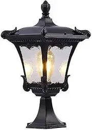 Courtyard Light Post Lights Rainproof and Rustproof Deck Fence Lights Patio Garden Pillar Lamp Driveway Pathway Doorpost Lamp Column Light Outdoor Decor Lighting (Color : Noir) Comfortable anniversary