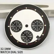 Black and White Timed Lap Watch Dial 32.5mm Green Lume for VK63 Quartz Movement