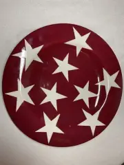 Vintage GATES WARE Laurie Gates LUNCHEON PLATES (3) Patriotic Stars BURGUNDY EUC