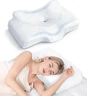 Osteo Cervical Pillow for Neck Pain Relief, Hollow Design Odorless Memory Foam Pillows with Cooling Case, Adjustable Orthopedic Bed Pillow for Sleeping, Support for Side Back Sleepers