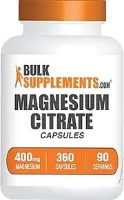 BulkSupplements.com Magnesium Citrate Capsules - Magnesium Supplement, Magnesium Citrate Laxative, Magnesium Citrate 400mg - Magnesium Pills, 5 Capsules per Serving, Gluten Free, 300 Capsules