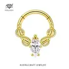 Willow Pear Diamond Daith 14k Gold Hoop Septum clicker for her