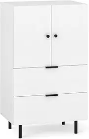 [Giantex] Sideboard Buffet Cabinet, 2-Door Serving Cupboard with Drawers & Storage Cabinet, Floor Coffee Bar Station with Metal Legs for Living Room, Dining Room, Kitchen, White