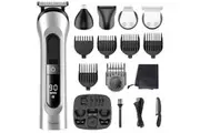 Hatteker Beard Trimmer for Men Hair Clipper Cordless Mustache Nose Trimmer Body Groomer Hair Cutting Kit Precision Trimmer USB Rechargeable Waterproof 5 in 1(Silver)