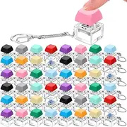 Nosiny 48 Pcs Keyboard Fidget Toys Keyboard Fidget Keychains for Adults Teens Finger Stress Relief Keycap for Boys Girls Students Decompression Gifts(12 Color)