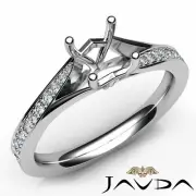 Princess Pave Set Semi Mount Diamond Engagement Split Shank Micro Ring 0.35Ctw.