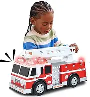 Sunny Days Entertainment Large Fire Truck – Lights and Sounds Vehicle with Extendable Ladder | Motorized Drive and Soft Grip Tires | Rescue Engine Toy for Kids – Maxx Action