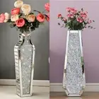 2 Style Tall Luxury Mirrored Floor Vase Silver Crushed Diamond Dried Flower Vase