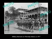 OLD POSTCARD SIZE PHOTO OF THE THURSDAY ISLAND MILITARY BARRACK c1917 QLD