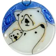 Polar Bear Mom Baby Ornament Art Glass Light Catcher Glass Ornament Holiday Gift
