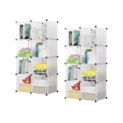 NNEAGS 2X 8-Cube Transparent Shelf Box Portable Cubby DIY Storage Shelves Modula