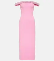 [David Koma] David Koma Crystal-embellished cady midi dress AU 6 pink