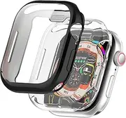 USTIYA Case for Apple Watch Series 10 46 mm 2024 Case Screen Protector TPU Smart Watch Cover (Black+Clear)