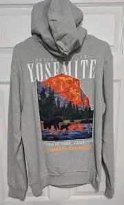 Official MUK LUKS YOSEMITE NATIONAL PARK CA Gray Sports Hoodie Size Adult Medium