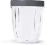 NutriBullet 18 Ounce Short Cup with Standard Lip Ring, Clear/Gray (NBM-U0269)