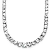 14k White Gold 28 1/2 Ct. Lab Grown Diamond VS/SI+ G+ Round 18 inch Graduated Tennis Necklace