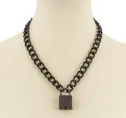 Black Padlock Black Chain Sid Vicious Style Pendant Punk Goth Thrash Metal