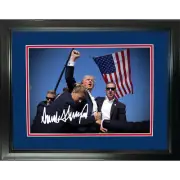 Framed Donald Trump Rally Assassination Attempt PA Facsimile Auto 11"x14" Photo