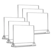 5x7 Inch Clear Acrylic Sign Holder, 6 Packs Table Menu Stands Silver Borders