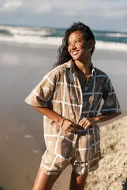 [PUP100] Isabella Short Set - Tan Soleil Print XS tan
