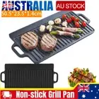 Non-Stick Cast Iron Reversible Griddle Plate Grill Pan Indoor BBQ Cooking 50cmAU