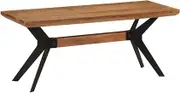 110x40x46 cm Wood Bench, Farmhouse Entryway Bench for Living Dining Room, Rustic Entry Way Benches Seat, Solid Wood Acacia and Steel